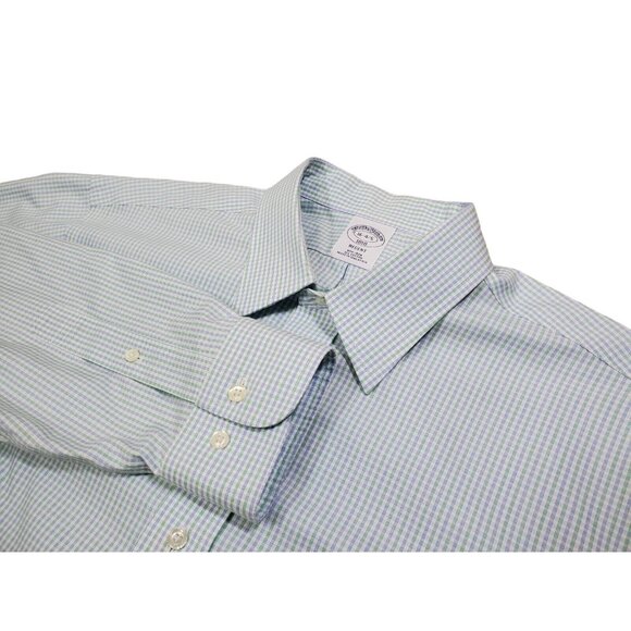 Brooks Brothers Regent Men's 16 4/5 Blue Green Long Sleeve Button Down‎ Shirt - Picture 1 of 8
